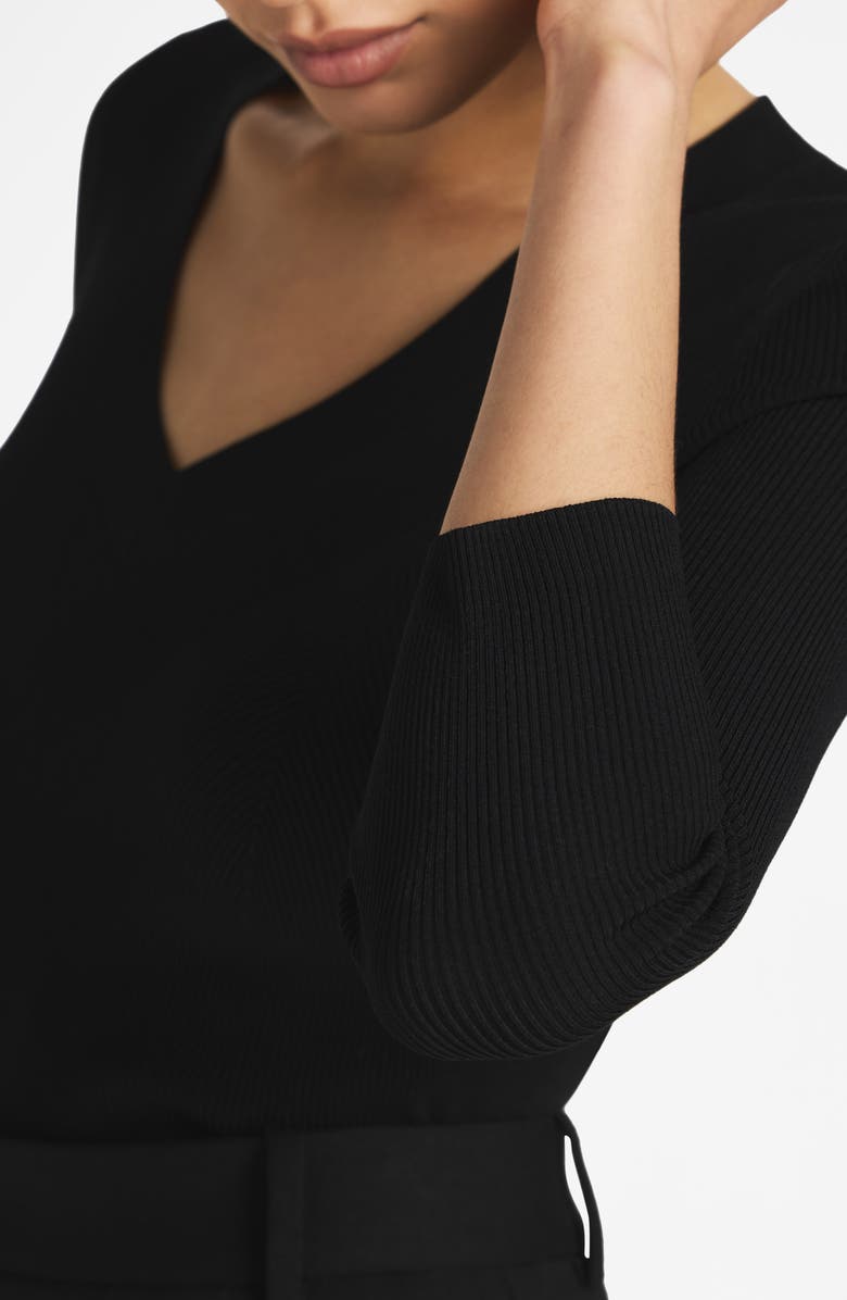 St. John Collection Fine Gauge V-Neck Rib Sweater, Alternate, color, 