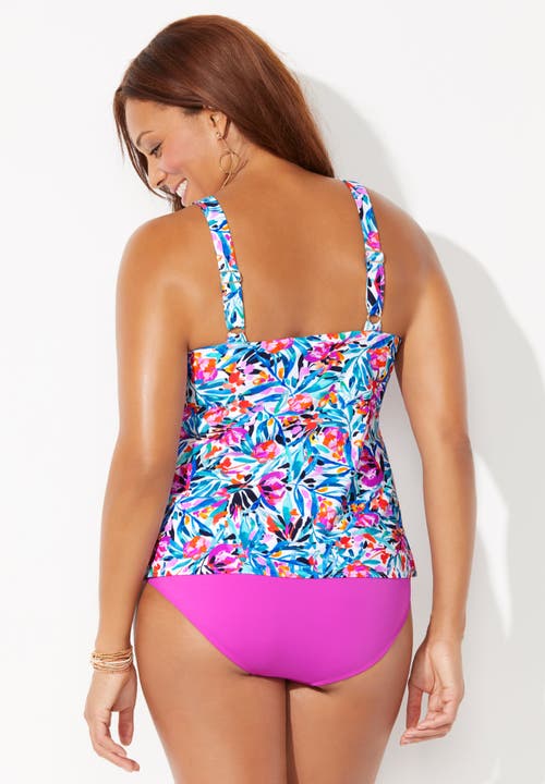 Swimsuits For All Flared Tankini Top In Blue