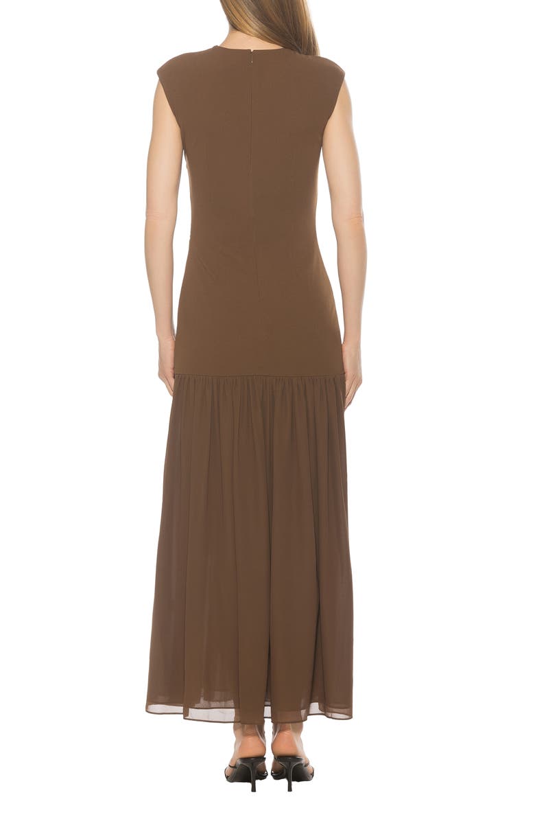 Alexia Admor Caelen Cap Sleeve Drop Waist Maxi Dress, Alternate, color, Brown