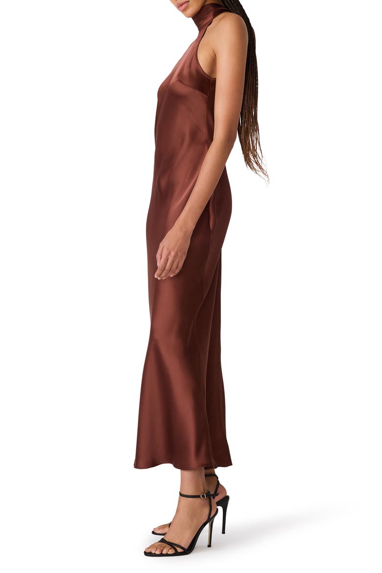 Lara Satin Bias Cut Maxi Dress, Alternate, color, CINNAMON