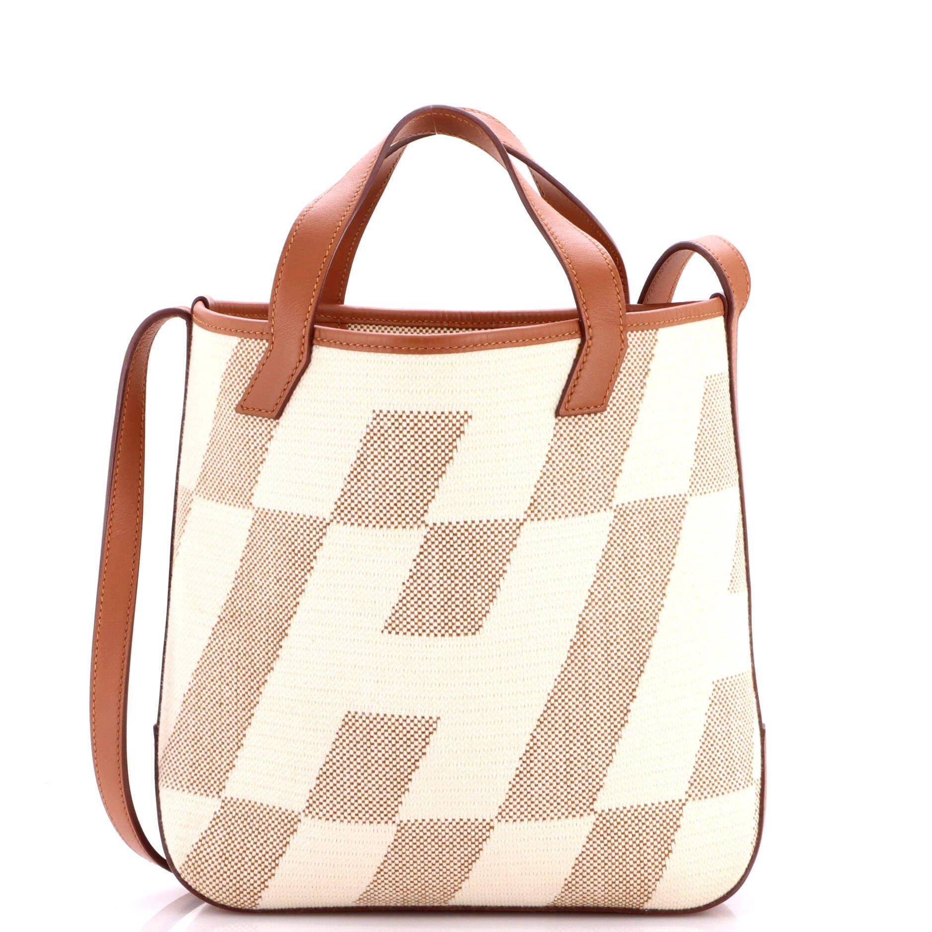 Cabas H en Biais Tote Canvas with Leather 27, Main, color, Metallic Gold