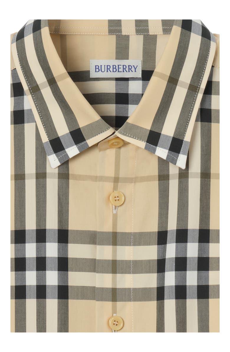 Burberry Slm Fit Check Cotton Shirt, Alternate, color, Grain Beige