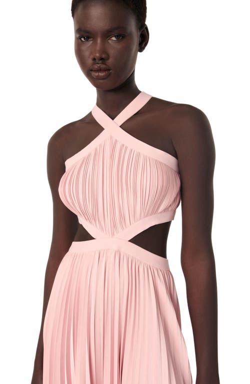 Maje Riconil Pleated Midi Dress In Pink