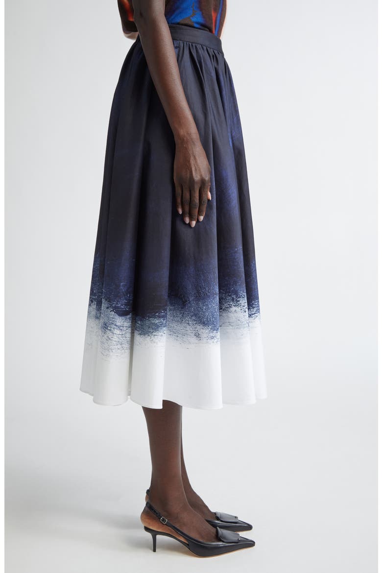 Brushed Stretch Cotton Canvas Circle Skirt, Alternate, color, NAVY / WHITE SMUDGED CANVAS