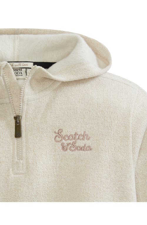 Scotch & Soda Kids' Fleece Quarter Zip Hoodie In White