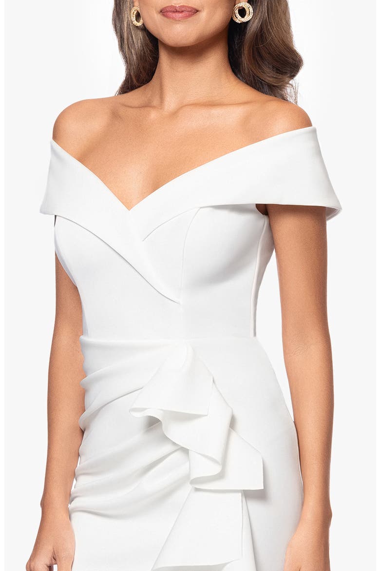 Ruffle Off the Shoulder Scuba Knit Cocktail Dress, Alternate, color, IVORY