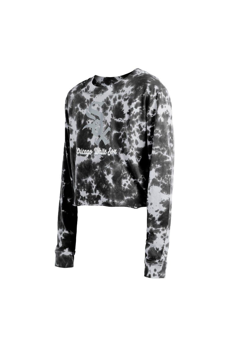 Women's New Era Black Chicago White Sox Tie-Dye Cropped Long Sleeve T-Shirt, Alternate, color, Black