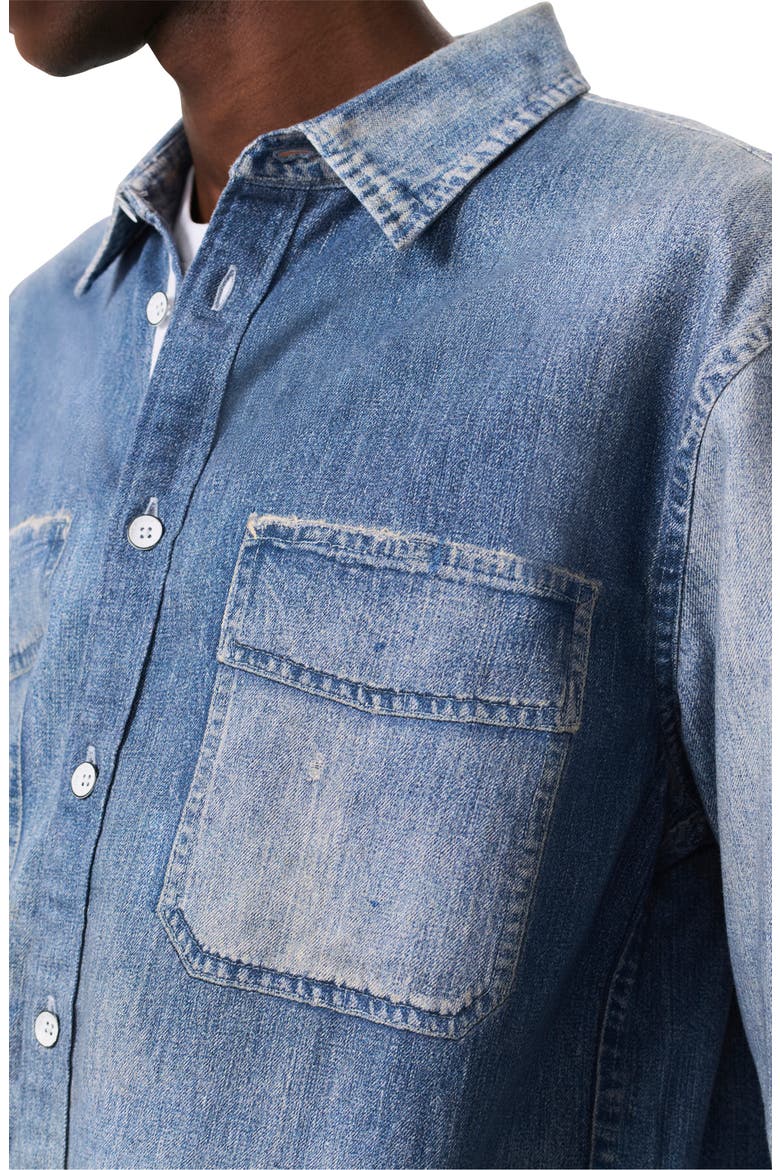 Miramar CPO Faux Denim Cotton Terry Button-Up Shirt, Alternate, color, PATINA