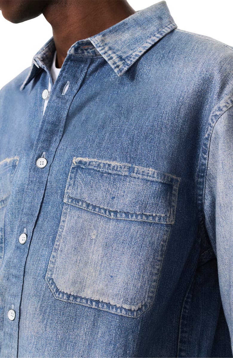 rag & bone Miramar CPO Faux Denim Cotton Terry Button-Up Shirt, Alternate, color, Patina