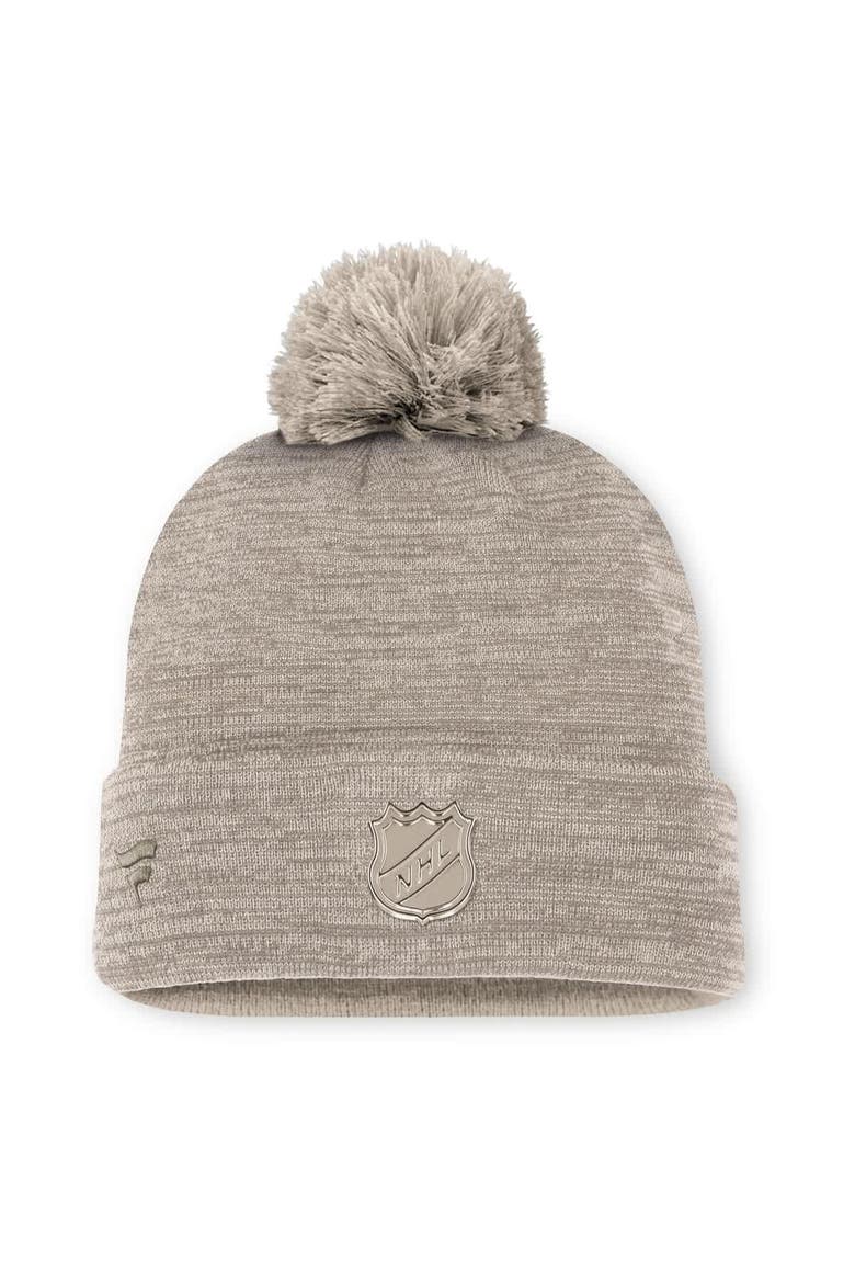 Men's Fanatics Tan Boston Bruins Authentic Pro Road Cuffed Knit Hat with Pom, Alternate, color, Tan