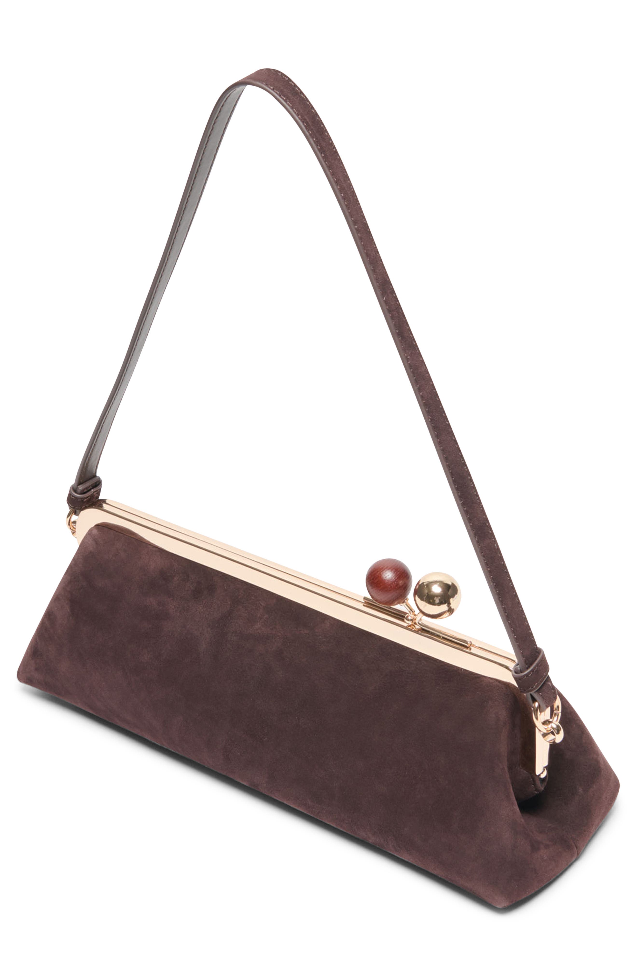 Ambriaa Kiss Lock Shoulder Bag, Alternate, color, CHOCOLATE