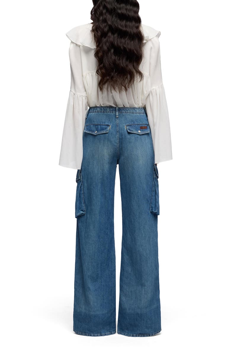 Lotta High Waist Wide Leg Cotton & Linen Cargo Jeans, Alternate, color, OCEAN MIST