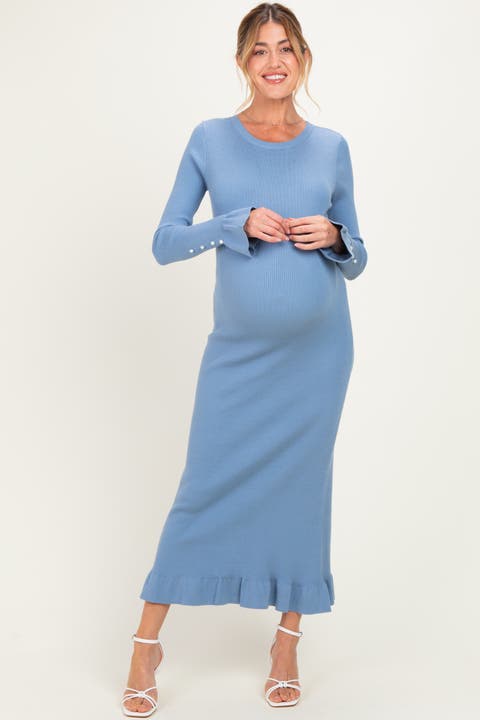 Ribbed Knit Bow Back Maxi Dress