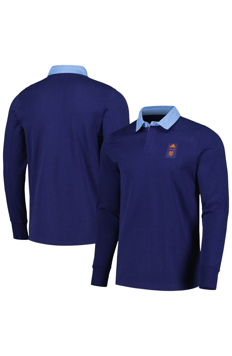 adidas Men's adidas 2023 Player Navy New York City FC Travel Long Sleeve Polo, Main, color, Navy