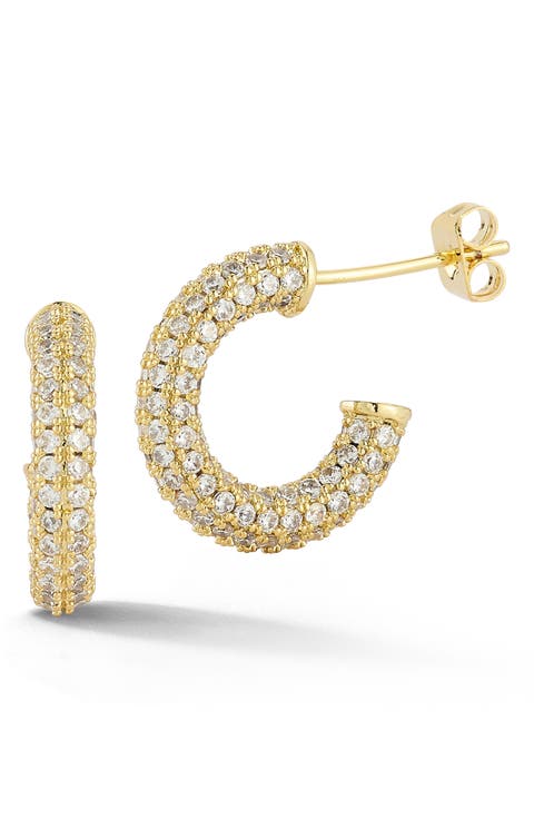 Cubic Zirconia Pav Hoop Earrings