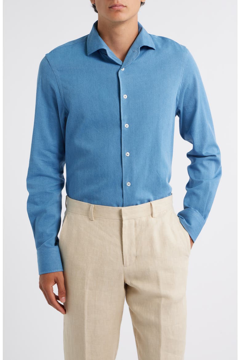 Denim Button-Up Shirt, Main, color, MID BLUE