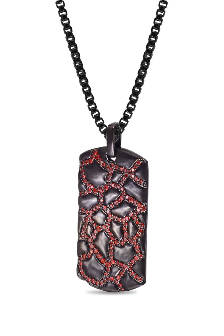 Fiery Ascent Silver & Garnets Tag Necklace, Alternate, color, Silver