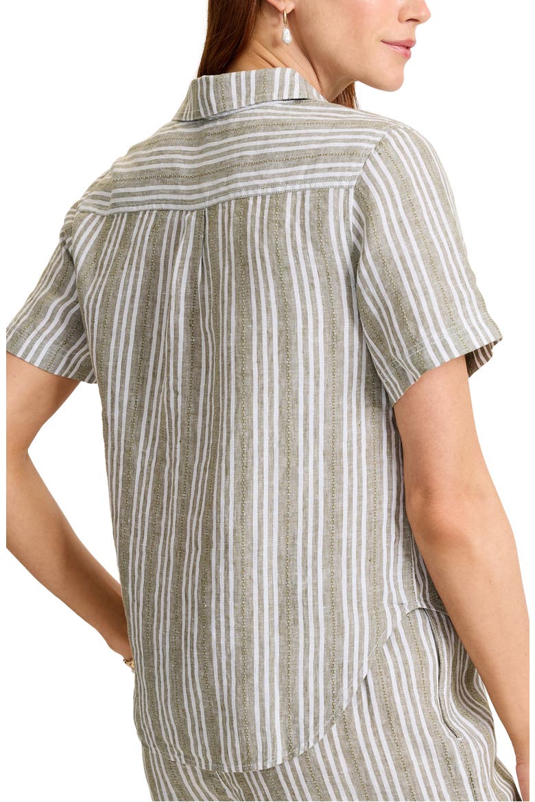 Beach Breeze Stripe Linen Button-Up Shirt, Alternate, color, SEA CLAY