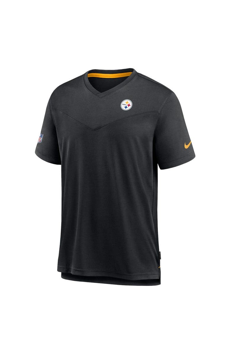 Nike Men's Nike Black Pittsburgh Steelers Sideline Coach Chevron Lock Up Logo V-Neck Performance T-Shirt, Alternate, color, Black