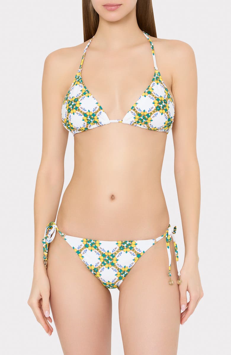 Milly Lemon Tile Bikini Bottoms, Alternate, color, White Multi