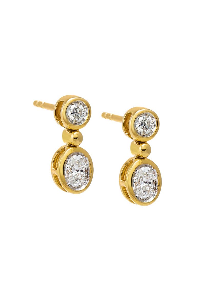 Diamond Solitaire X Oval Dangling Drop Stud Earring 14K, Main, color, 14K Gold