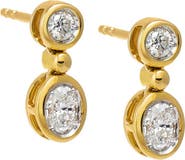 BY ADINA EDEN Diamond Solitaire X Oval Dangling Drop Stud Earring 14K