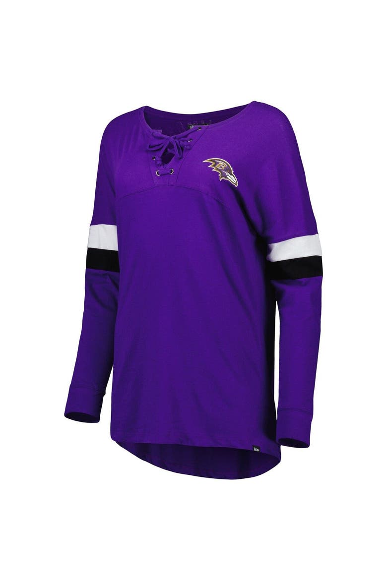 Women's New Era  Purple Baltimore Ravens Athletic Varsity Lightweight Lace-Up Long Sleeve T-Shirt, Alternate, color, Purple