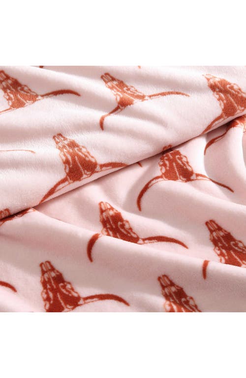 Wrangler Steer Head Plush Fleece Throw In Pink