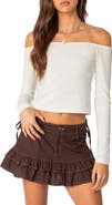 EDIKTED Rosanne Off the Shoulder Long Sleeve Top