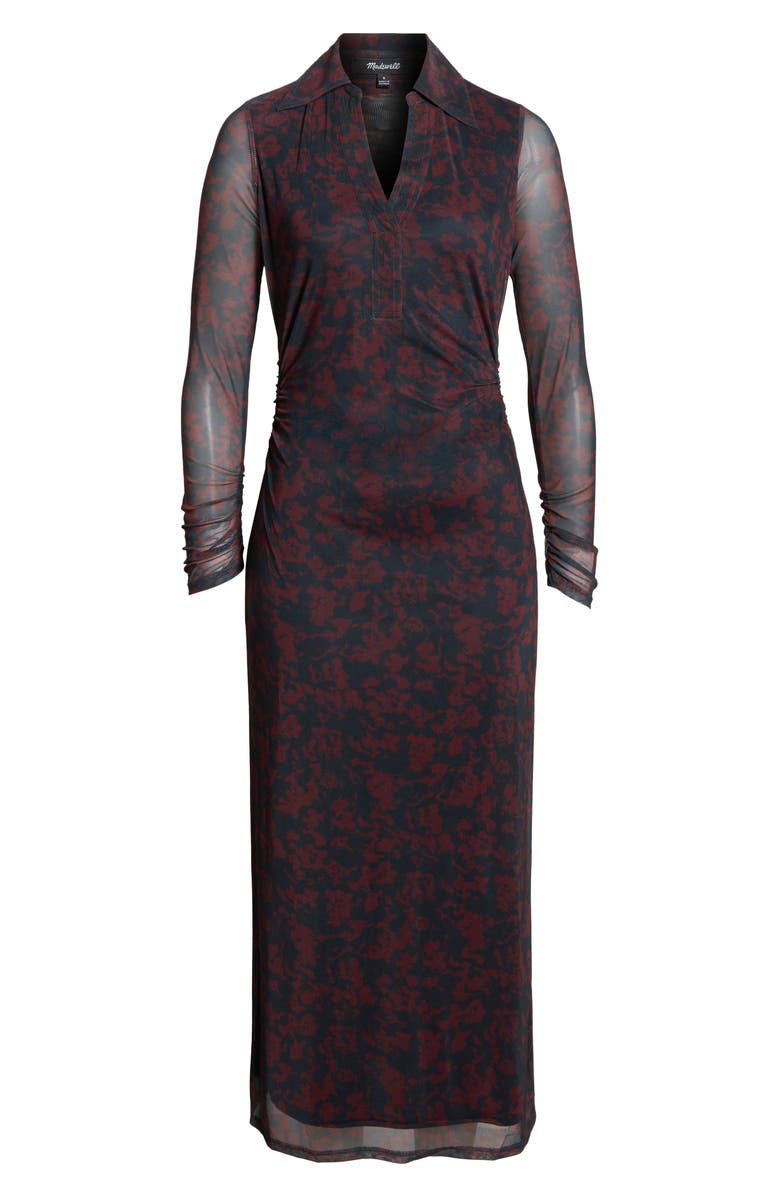 Madewell Long Sleeve Polo Midi Dress, Alternate, color, Dark Navy