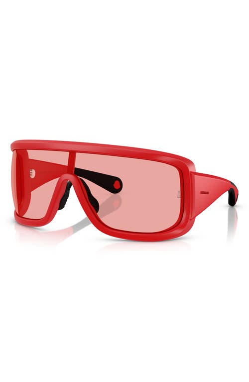 Moncler 142mm Rectangular Shield Sunglasses In Matte Red