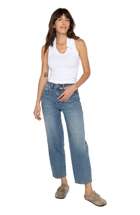 Harlow Barrel Leg Jeans High Rise Vintage Denim Indigo