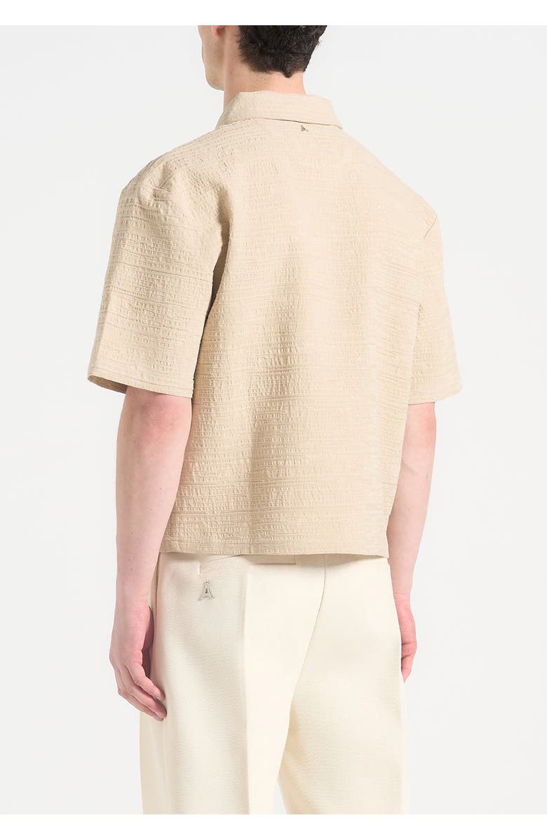 Manière De Voir Simon Boxy Textured Polo Shirt, Alternate, color, Beige