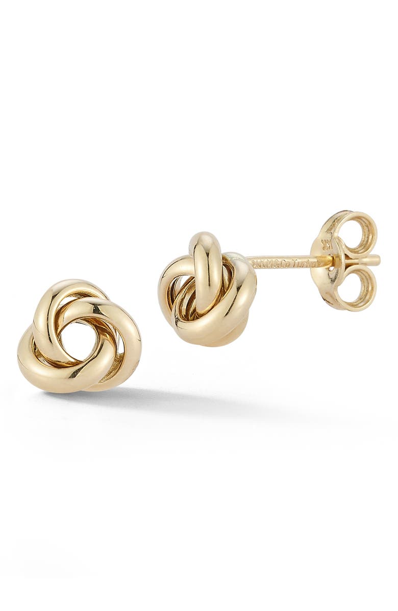 Ember Fine Jewelry Love Knot Stud Earrings, Main, color, Gold