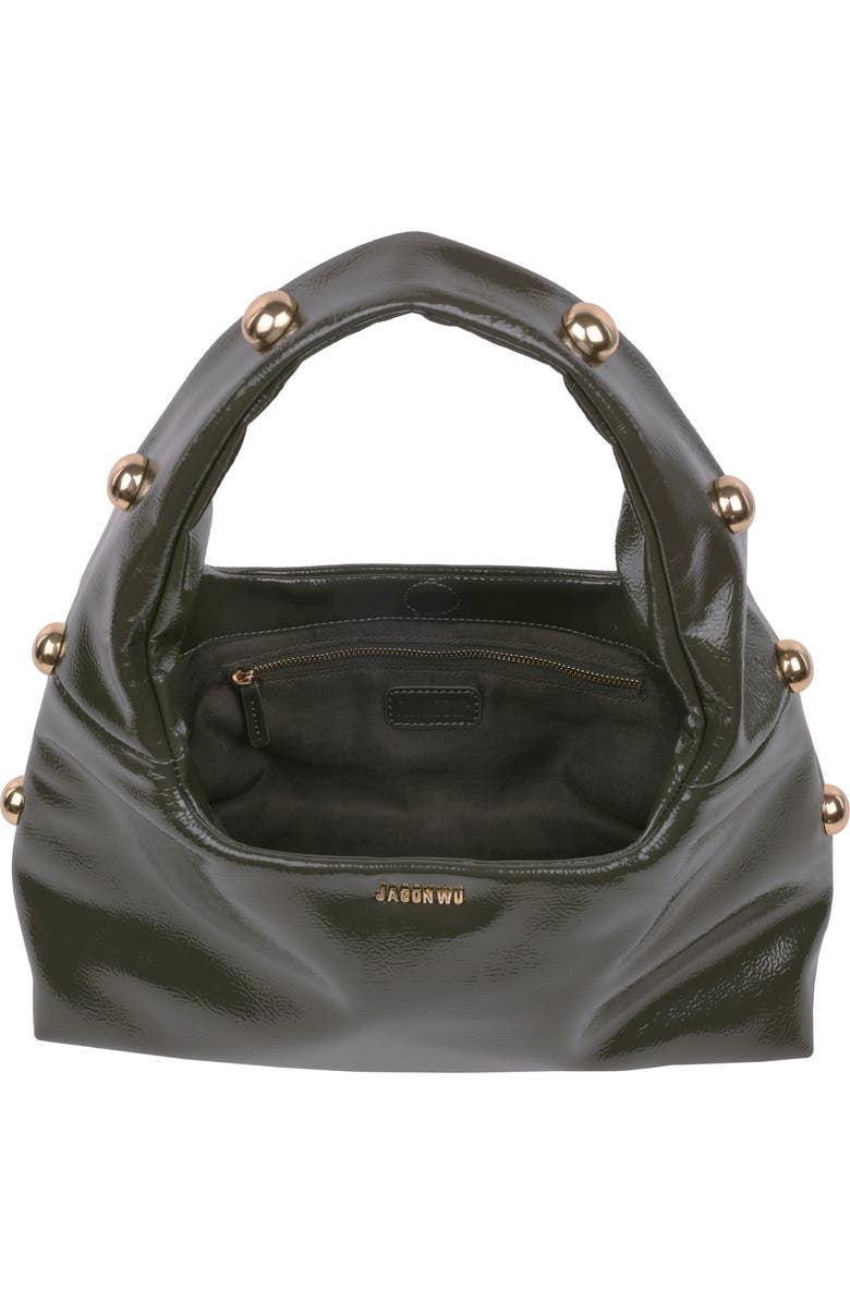 JASON WU Studded Patent Shoulder Bag, Alternate, color, Olive