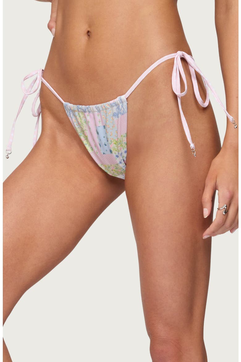 Patchwork String Bikini Bottoms, Alternate, color, MIX