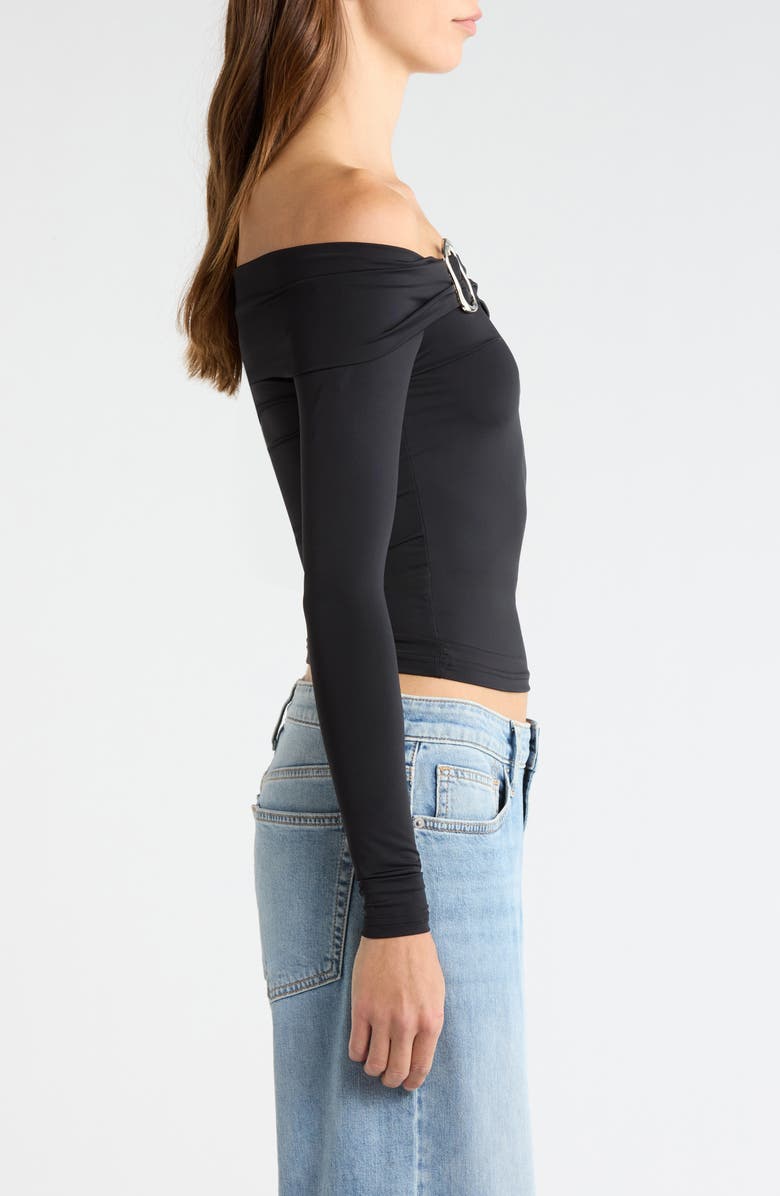 PacSun Lannie Hardware Off the Shoulder Top, Alternate, color, Black