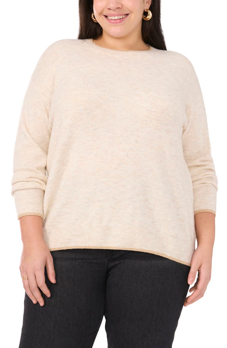 Vince Camuto Metallic Trim Relaxed Fit Sweater, Main, color, Malted