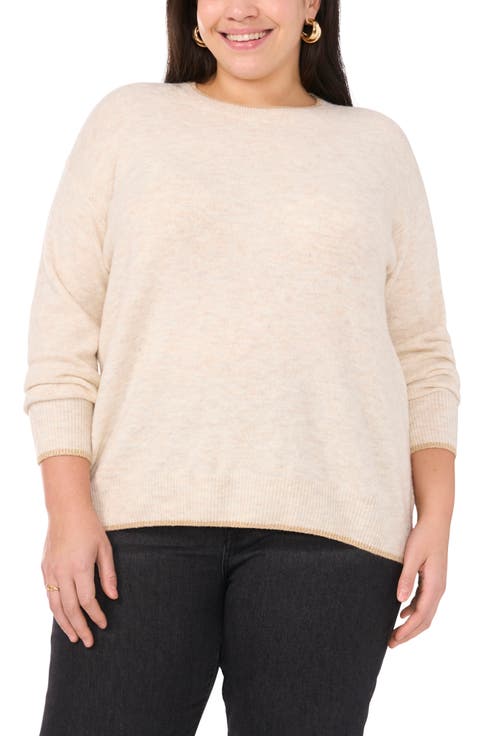 Metallic Trim Relaxed Fit Sweater (Plus)