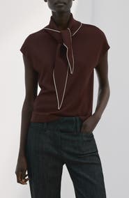 MANGO Bert Tie Neck Top