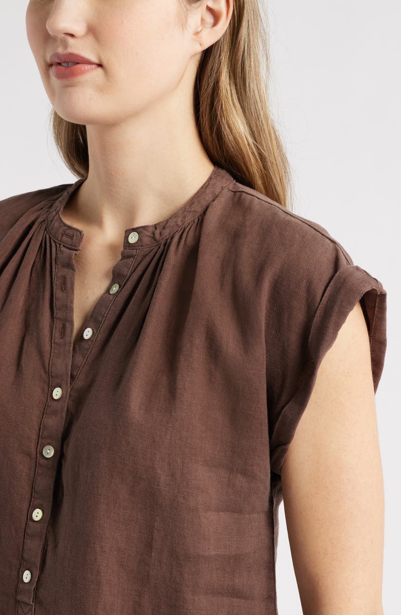 Bella Dahl Cap Sleeve Linen Henley Minidress, Alternate, color, 