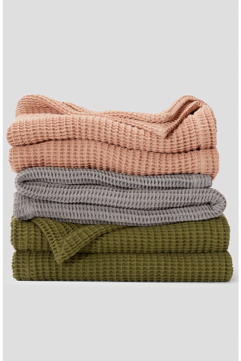 Organic Cotton Waffle Knit Throw Blanket, Alternate, color, PETAL