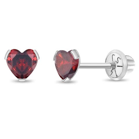 14k Tiny Cubic Zirconia Heart Earrings