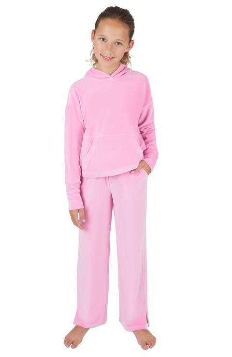 Kids' Rib Velour Sleepover Hoodie & Sweatpants Set (Big Kid)