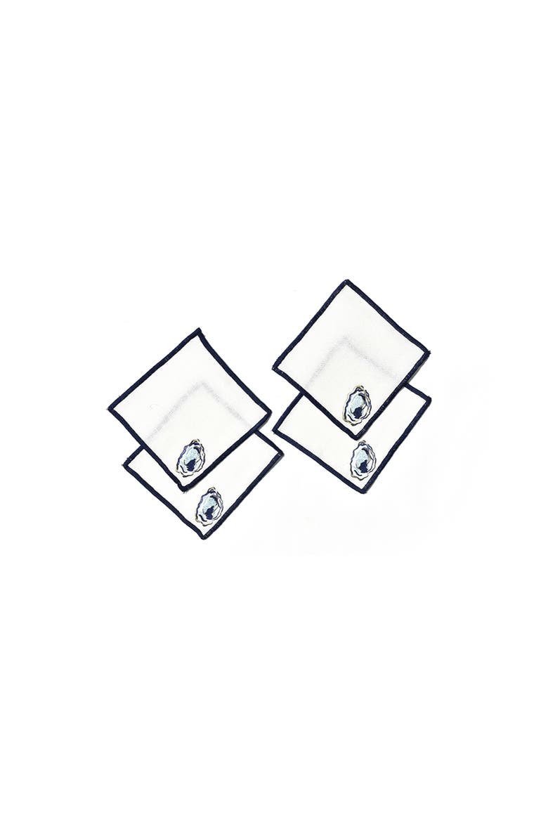 Oyster Cocktail Napkins Set of 4, Alternate, color, Blue