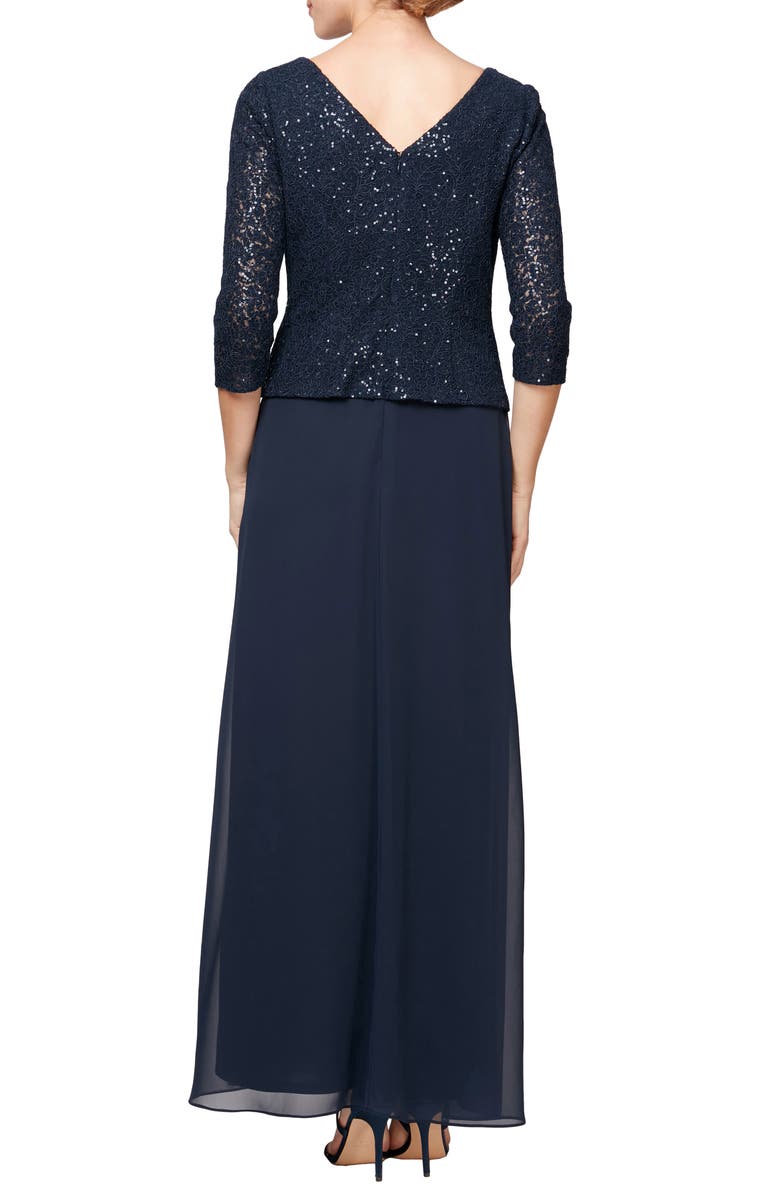 Alex Evenings Sequin Lace & Chiffon Mock Two-Piece Gown, Alternate, color, 