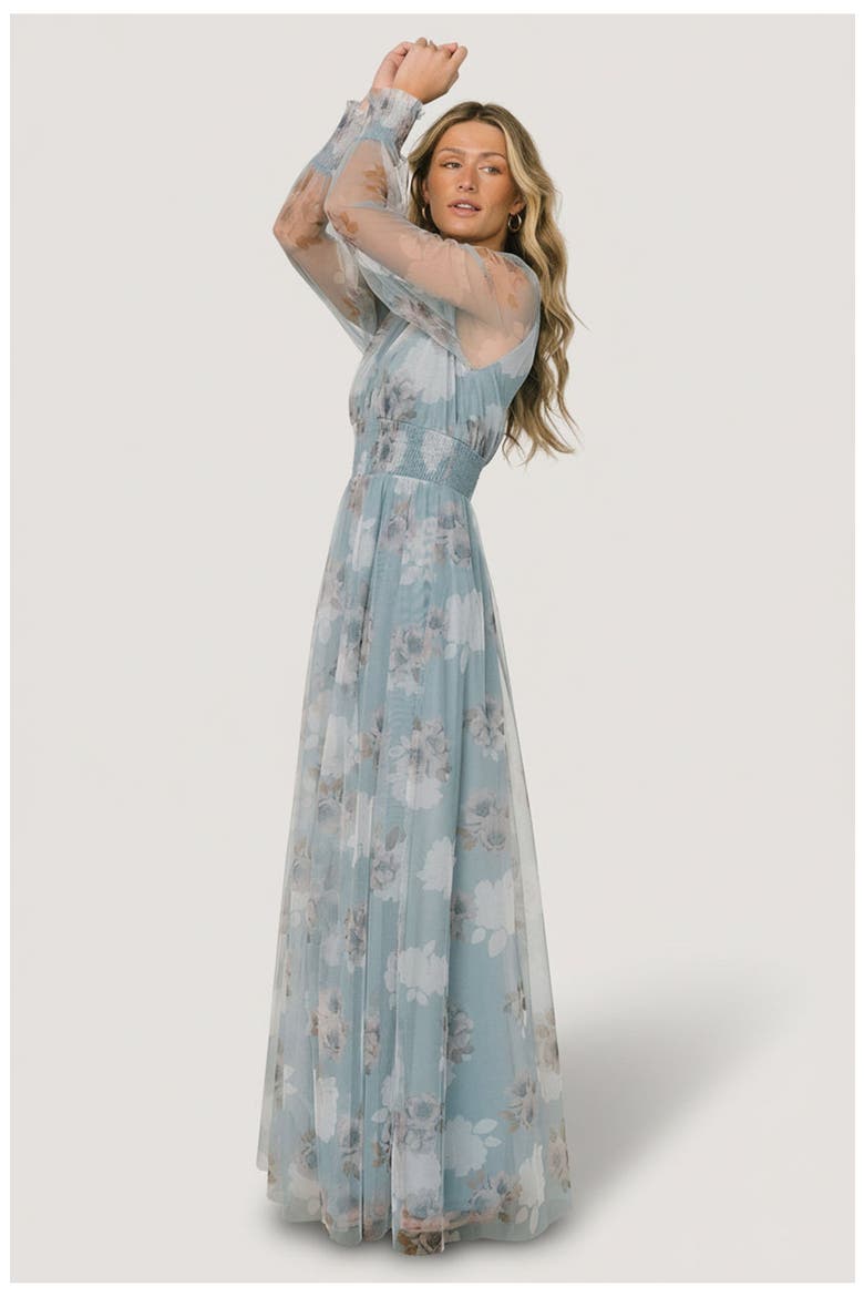 Layla Tulle Maxi Dress, Alternate, color, Light Blue Floral