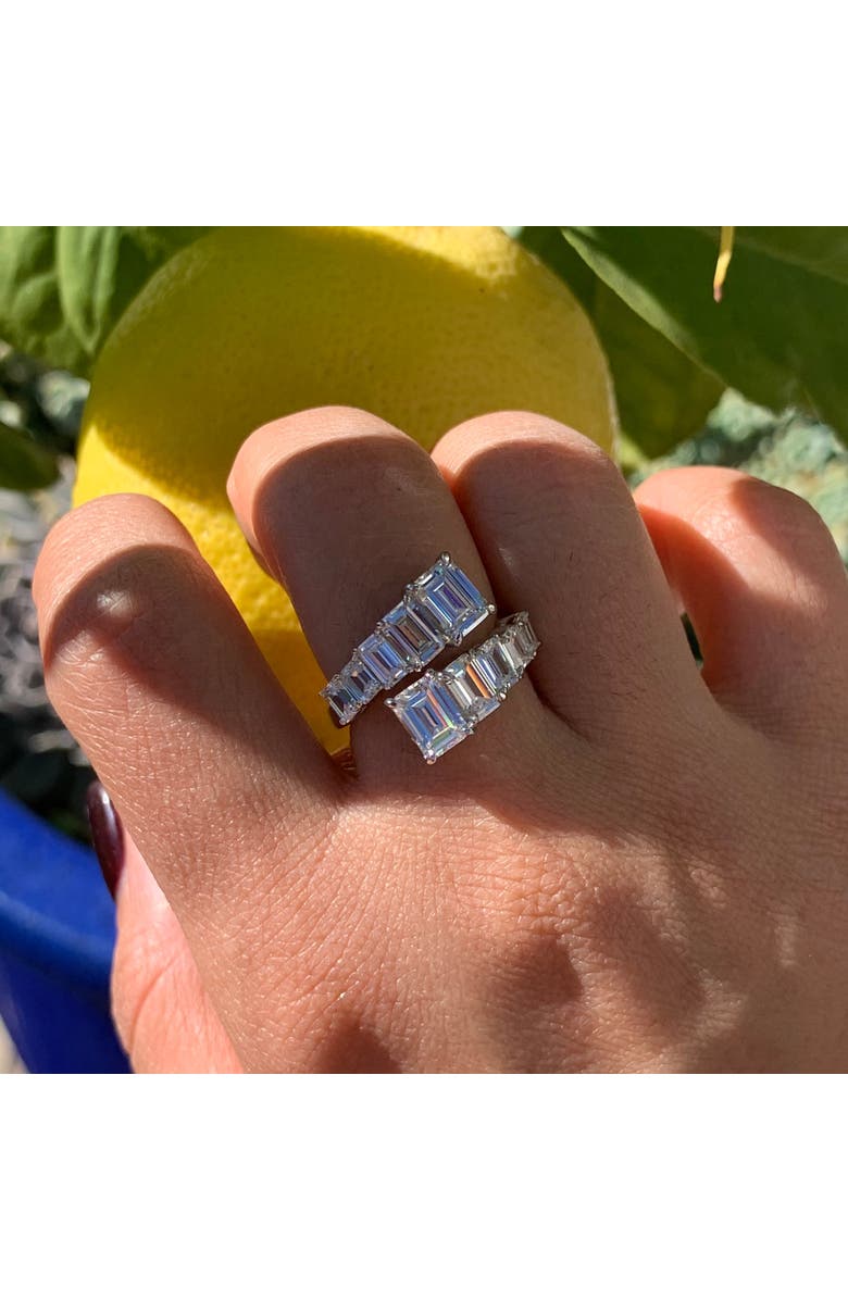 Gemma Azzurro emerald cut cz diamond statement ring, Alternate, color, Silver