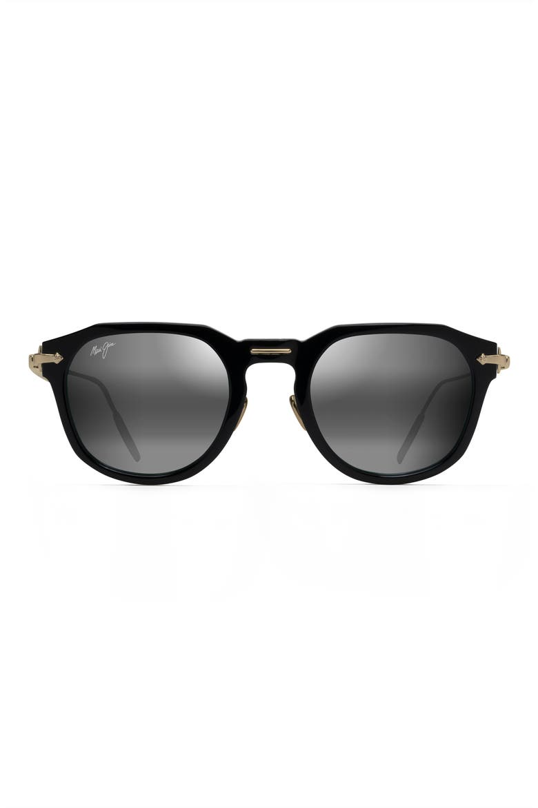 Alika 49mm Polarized Keyhole Sunglasses, Main, color, BLACK WITH GOLD