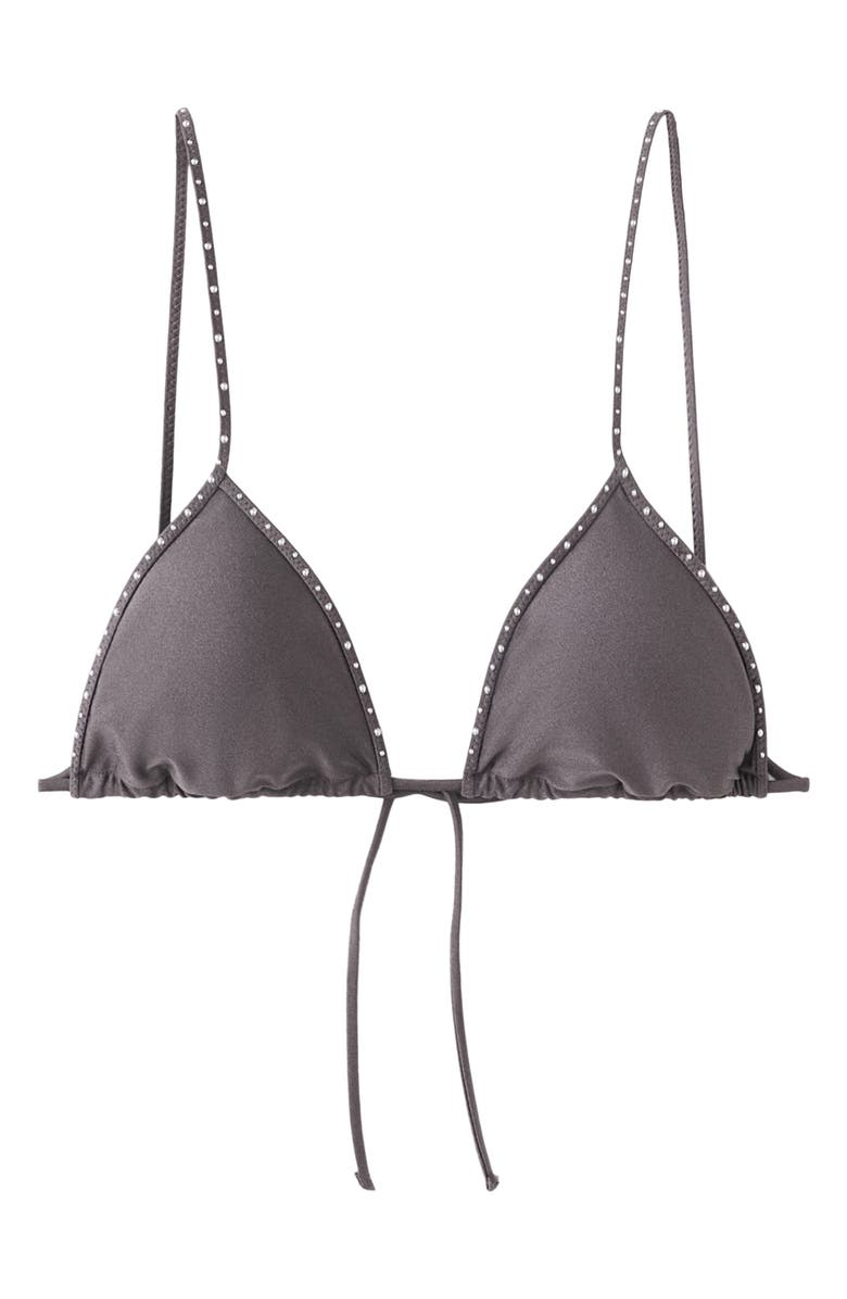 MANGO Studded Bikini Top, Main, color, Grey